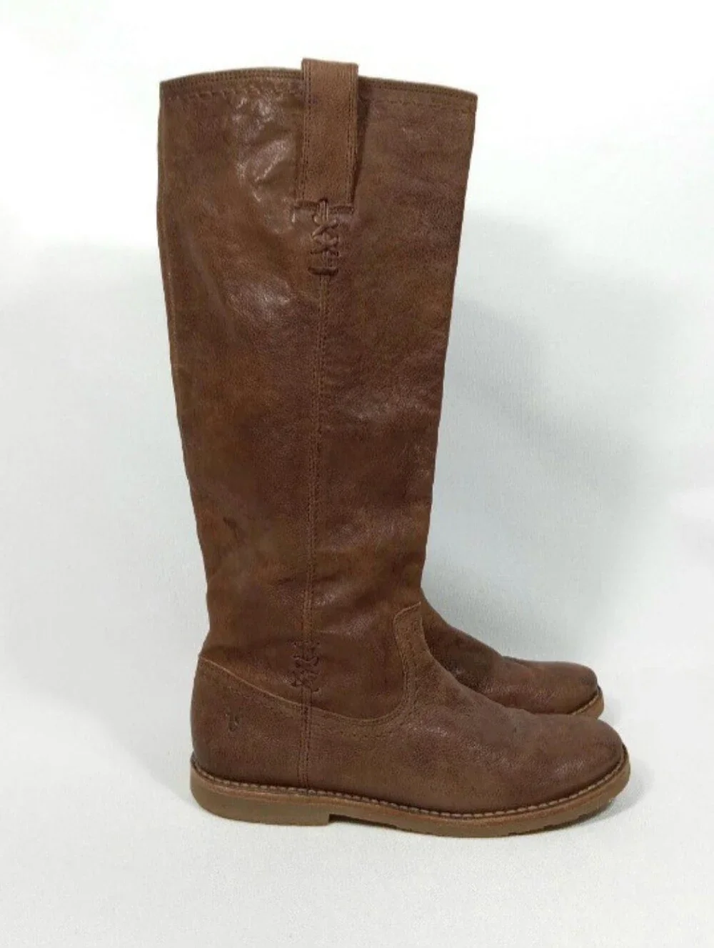 FRYE Celia x Stitch tall riding boots in brown Women's Size 6.5